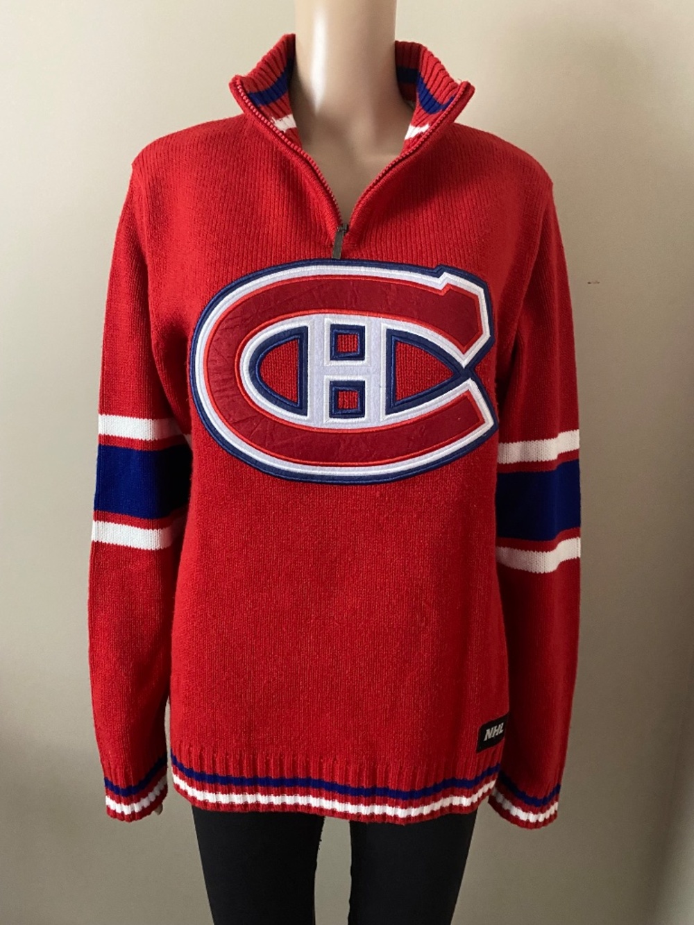 NHL Montreal Canadiens quarter zip knit sweater, size small - Picture 5 of 8